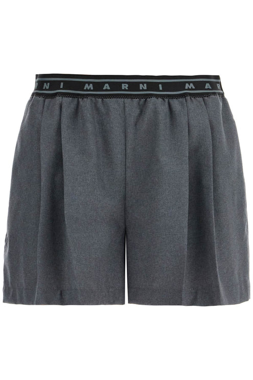 Marni pleated shorts with branded band