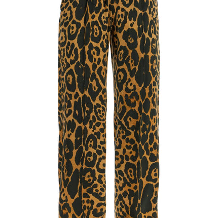 Tom Ford wide leg leopard print silk pants in camel and black