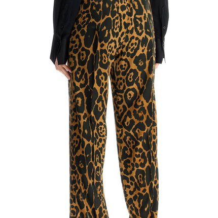 Tom Ford wide leg leopard print silk pants in camel and black