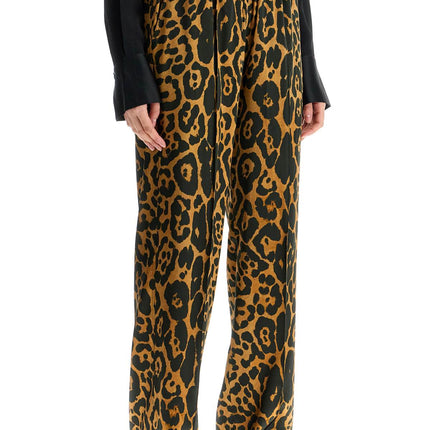 Tom Ford wide leg leopard print silk pants in camel and black