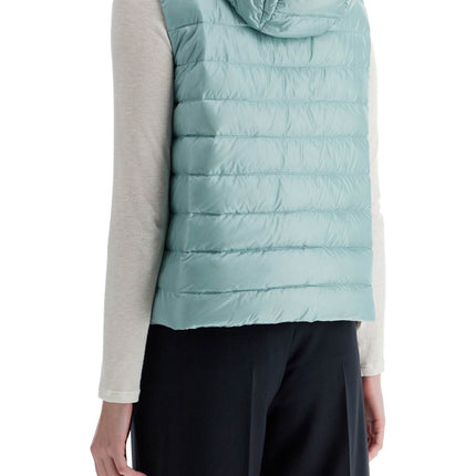 HERNO light blue quilted nylon gilet with hood