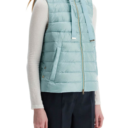 HERNO light blue quilted nylon gilet with hood