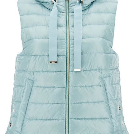 HERNO light blue quilted nylon gilet with hood