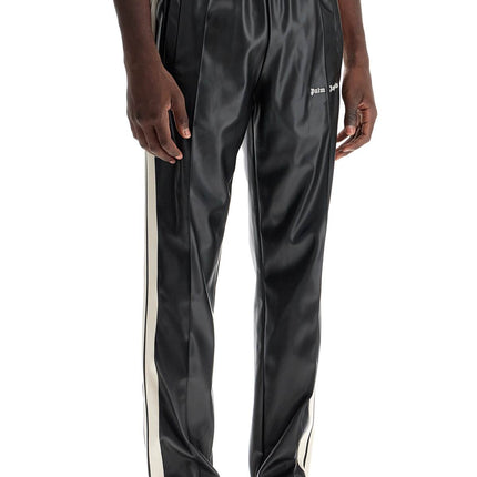 Palm Angels faux leather joggers with side stripes