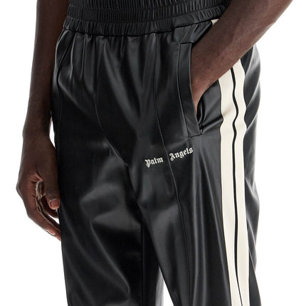 Palm Angels faux leather joggers with side stripes