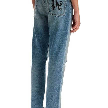 Palm Angels straight leg monogram print jeans