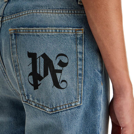 Palm Angels straight leg monogram print jeans