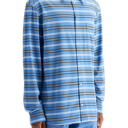 Marni light blue cotton turtleneck polo with horizontal stripes