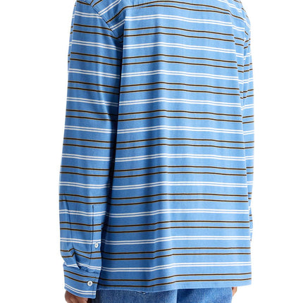 Marni light blue cotton turtleneck polo with horizontal stripes