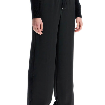 HERNO wide leg high waist black satin trousers for women