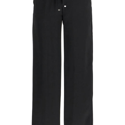 HERNO wide leg high waist black satin trousers for women