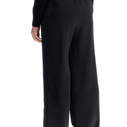 HERNO wide leg high waist black satin trousers for women