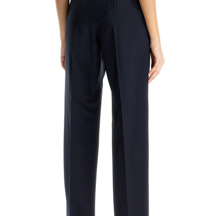 Blaze Milano navy blue virgin wool and mohair high-waisted pants