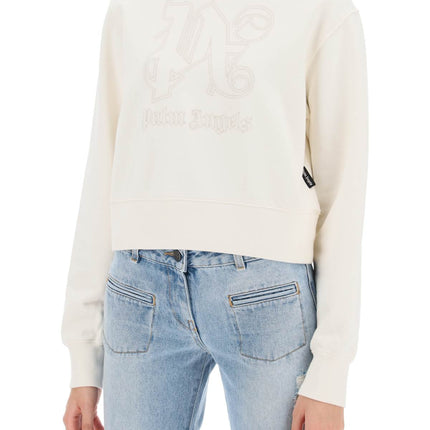 Palm Angels cropped hoodie with monogram embroidery