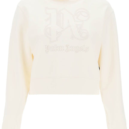 Palm Angels cropped hoodie with monogram embroidery