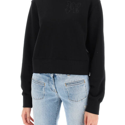 Palm Angels cropped hoodie with monogram embroidery