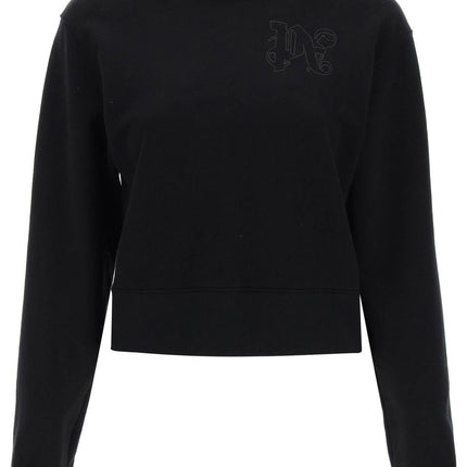 Palm Angels cropped hoodie with monogram embroidery