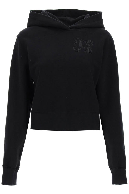 Palm Angels cropped hoodie with monogram embroidery