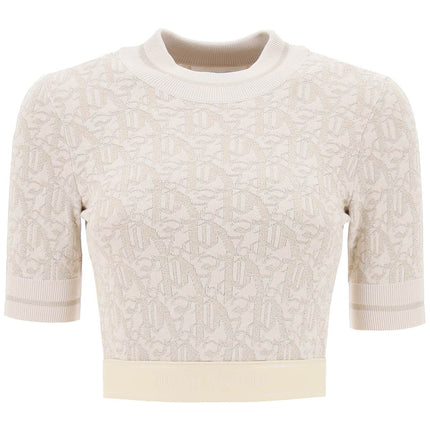 Palm Angels monogram cropped top in lurex knit