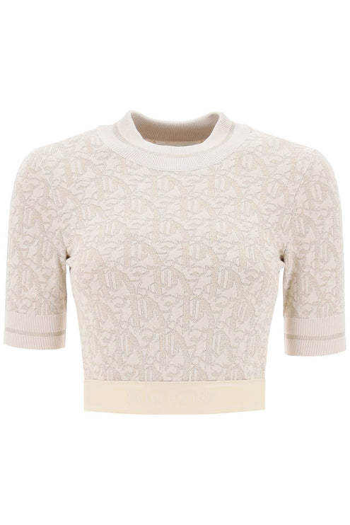 Palm Angels monogram cropped top in lurex knit