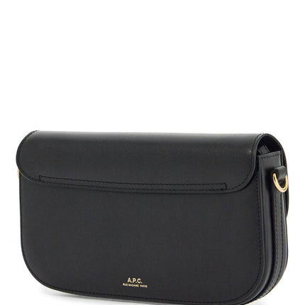 A.P.C. elegant black leather clutch with shoulder strap and gold chain