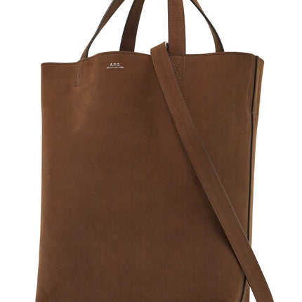 A.P.C. medium brown calfskin bag with removable shoulder strap cabas maiko