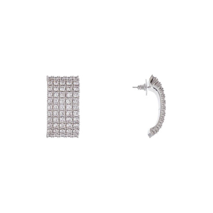 Self-Portrait Self Portrait rectangular chain earrings with cubic zirconia in silver