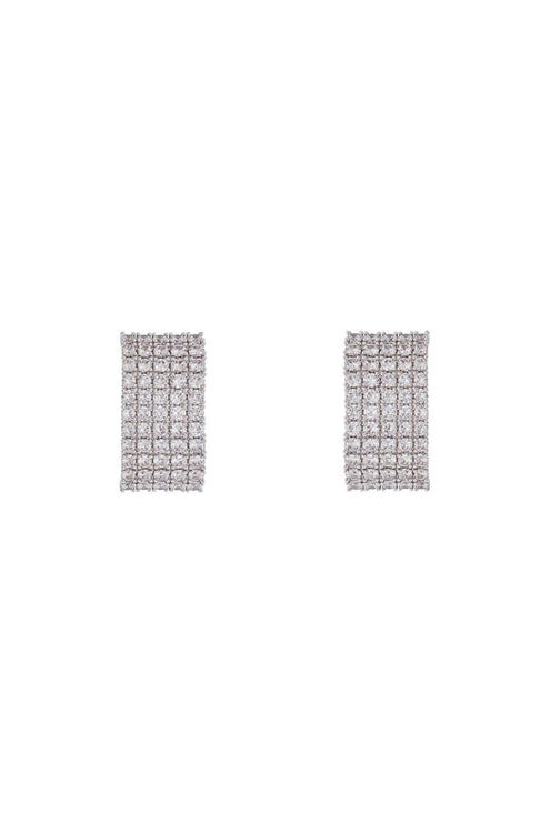 Self-Portrait Self Portrait rectangular chain earrings with cubic zirconia in silver