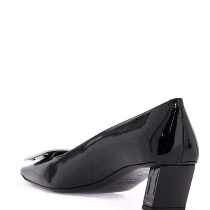 Roger Vivier black calfskin pumps with buckle and wide heel