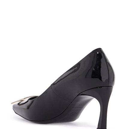 Roger Vivier belle vivier t.70 black calfskin pumps with metal buckle