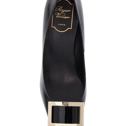 Roger Vivier belle vivier t.70 black calfskin pumps with metal buckle