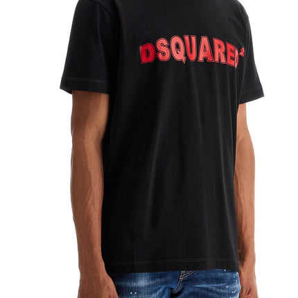 Dsquared2 men's black cotton t-shirt with red logo