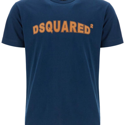 Dsquared2 t-shirt in cotone blu navy con scollo ampio