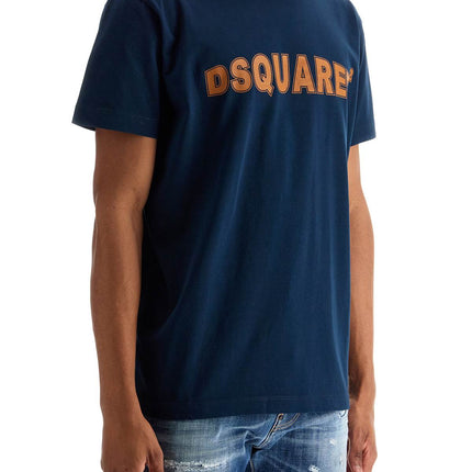 Dsquared2 t-shirt in cotone blu navy con scollo ampio