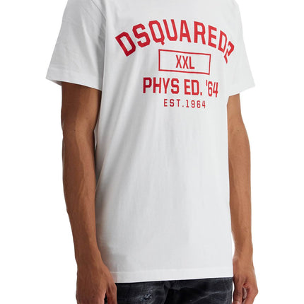 Dsquared2 white cotton t-shirt with phys ed. '64 logo