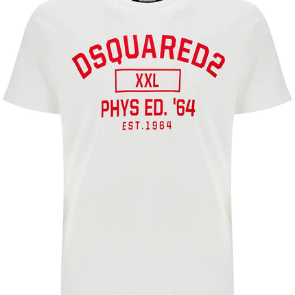 Dsquared2 white cotton t-shirt with phys ed. '64 logo