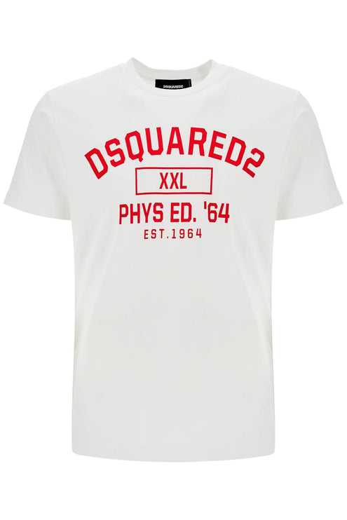 Dsquared2 white cotton t-shirt with phys ed. '64 logo