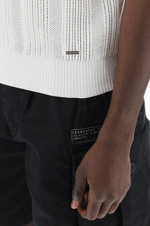 Dsquared2 perforated knit polo shirt