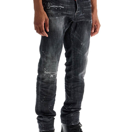 Dsquared2 black cotton jeans with white paint splatters