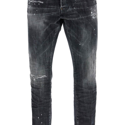 Dsquared2 black cotton jeans with white paint splatters