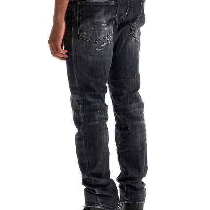 Dsquared2 black cotton jeans with white paint splatters