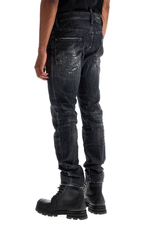 Dsquared2 black cotton jeans with white paint splatters