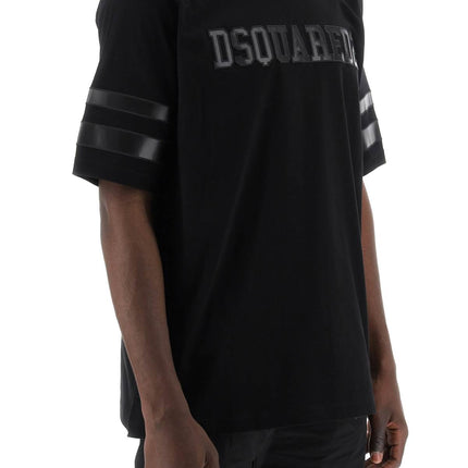 Dsquared2 t-shirt with faux leather inserts