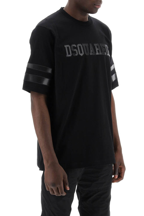 Dsquared2 t-shirt with faux leather inserts