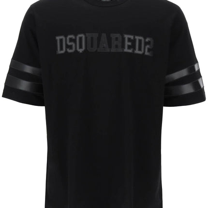 Dsquared2 t-shirt with faux leather inserts