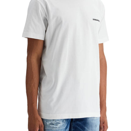 Dsquared2 men's white cotton t-shirt with embroidered logo