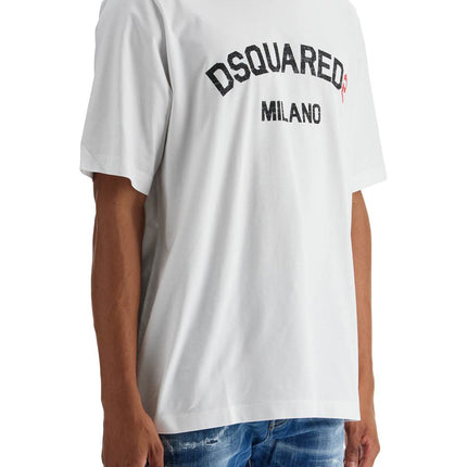 Dsquared2 men's white cotton t-shirt with logo