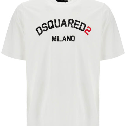 Dsquared2 men's white cotton t-shirt with logo