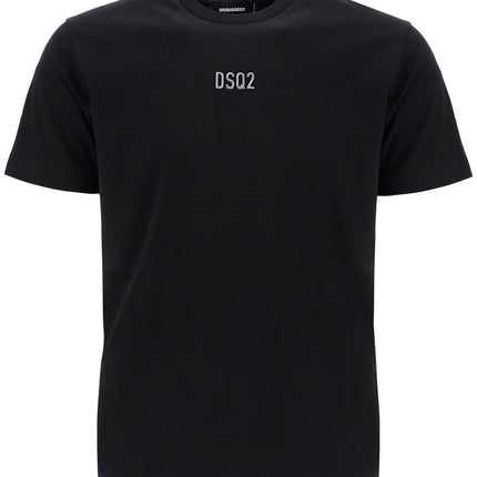 Dsquared2 black cotton t-shirt with embroidered logo