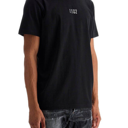 Dsquared2 black cotton t-shirt with embroidered logo